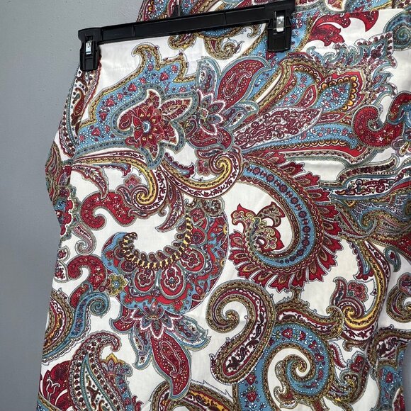 Lauren Ralph Lauren Pillow Shams Red Blue White Paisley Cotton Pair Set of 2 - Picture 2 of 5